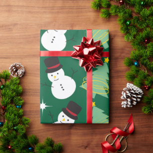 Papier Cadeau Snowmen et Motif d'arbre de Noël