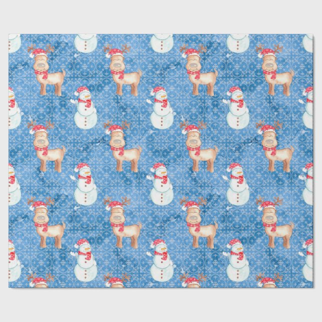 Papier Cadeau Snowmen et rennes de Noël (Couture)
