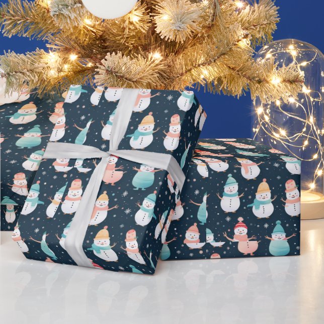 Papier Cadeau Snowmen—Flèches de neige Moderne Noël (Vacances)