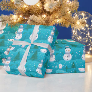 Papier Cadeau Snowmen—Flèches de neige Moderne Noël