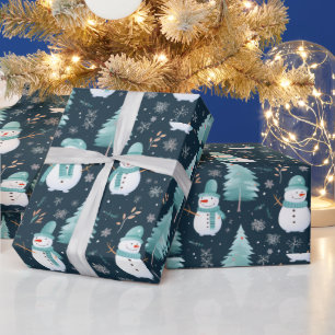 Papier Cadeau Snowmen—Flèches de neige Moderne Noël