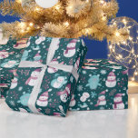 Papier Cadeau Snowmen Snowflakes Green Christmas<br><div class="desc">Apportez une touche festive et chaleureuse à vos cadeaux de vacances avec cet adorable papier d'emballage vert de Noël. L'arrière - plan vert vif est le décor parfait pour un motif moderne et amusant, avec des bonhommes de neige gais, des flocons de neige délicats, des nounours câlins et une végétation...</div>