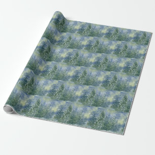 Papier Cadeau Snowy Forest Watercolor Scène