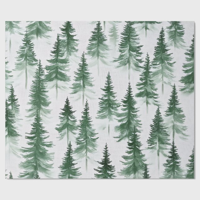 Papier Cadeau Snowy Trees Wrapping Paper (Plat)