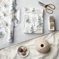 Snowy Winter Trees Joyeux Noel Typographie d'or