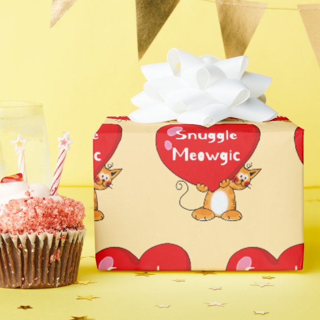 Papier Cadeau Snuggle Meowgic Funny Chat Pun Art (Fête d'anniversaire)