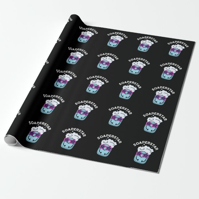 Papier Cadeau Soaperstar Funny Soap Pun Dark BG (Déroulé)