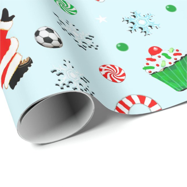Papier Cadeau Soccer Noël cadeau de vacances (Coin rond)