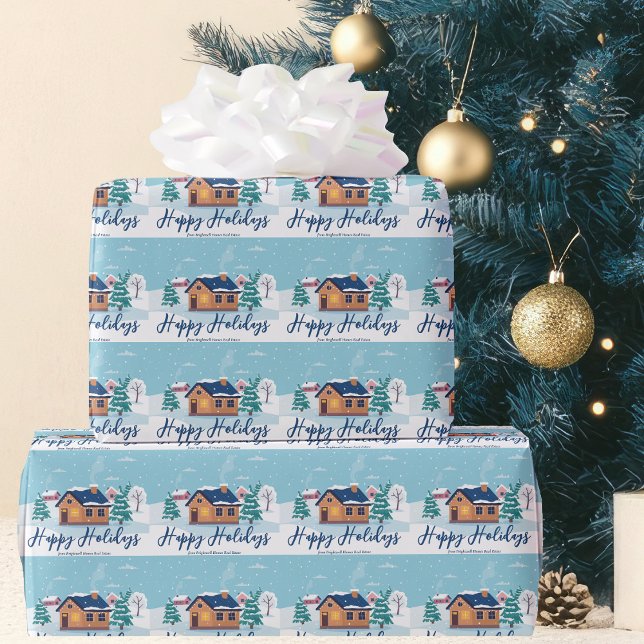 Papier Cadeau Société immobilière personnalisée Joyeuses Fêtes d (Créateur téléchargé)