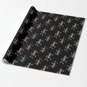 Papier Cadeau Sock Monkey Singes dansants