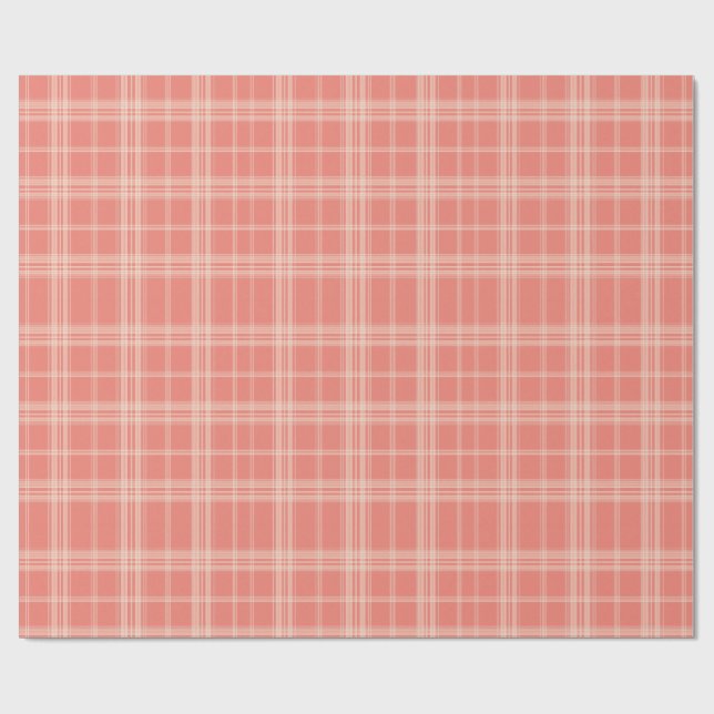 Papier Cadeau Soft Coral Plaid (Plat)