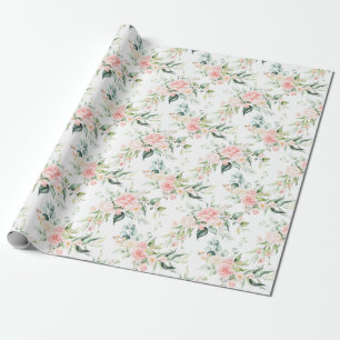 Papier Cadeau Soft Pastel Rose Rose Flower Motif