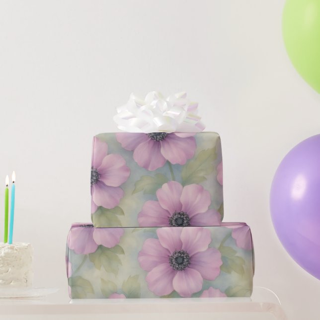 Papier Cadeau Soft Pink Botanical Floral Wrapping Paper (Cadeaux de fête)