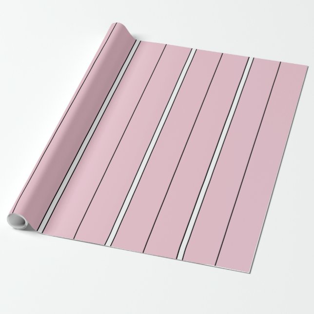 Papier Cadeau Soft Pink Vertical Stripe Pattern Minimal (Déroulé)