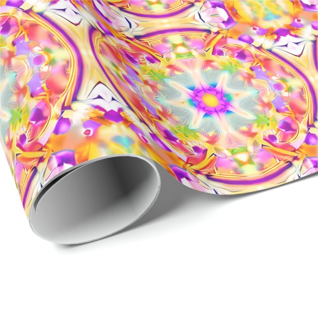 Papier Cadeau Soft Spring Pastels Tie Dye Motif (Coin rond)