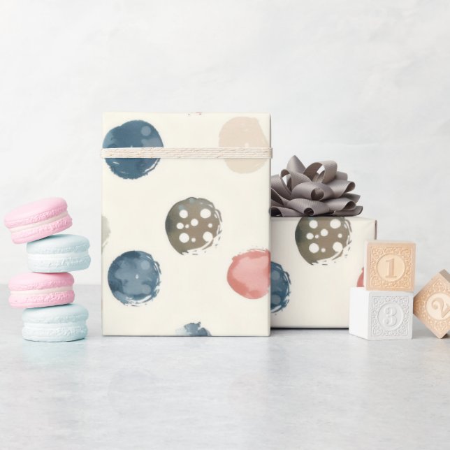 Papier Cadeau Soft Watercolor Polka Dots Wrapping Paper (Baby Shower)