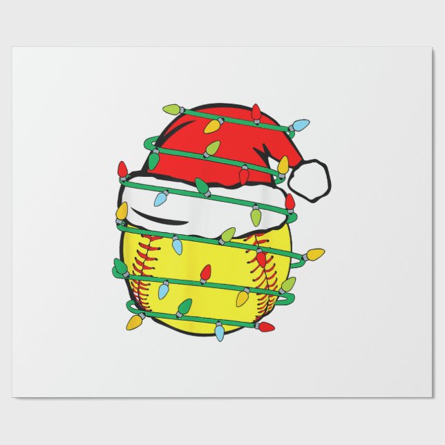Papier Cadeau Softball de Noël  (Plat)