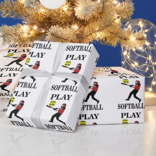 Papier Cadeau Softball Player Play Softball