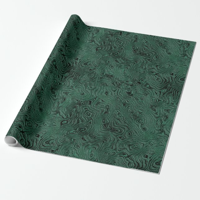 Papier Cadeau Soie Moire Petit Motif en Vert Forêt (Déroulé)
