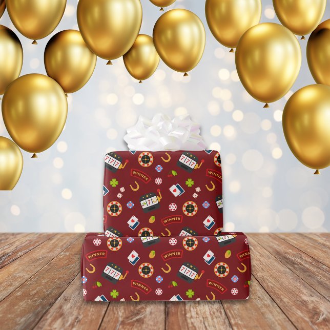 Papier Cadeau Soirée Casino | Rouge (Créateur téléchargé)
