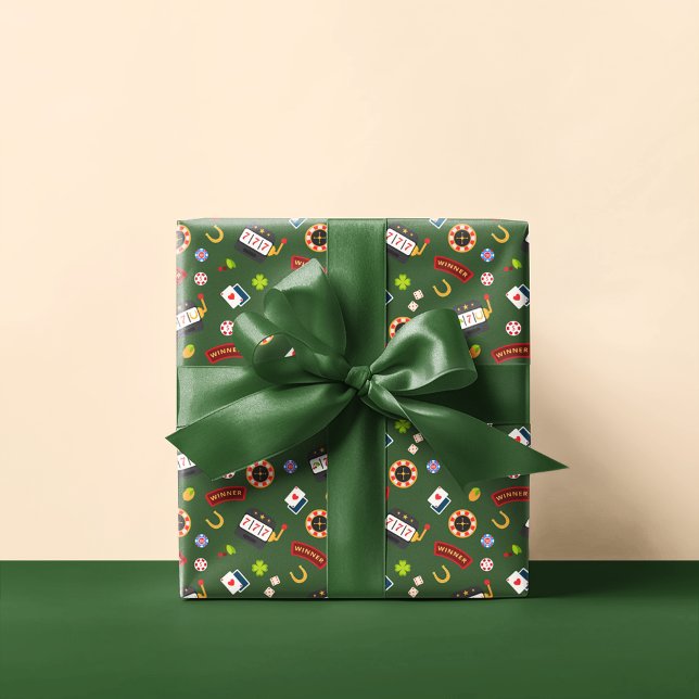 Papier Cadeau Soirée Casino | Vert (Créateur téléchargé)