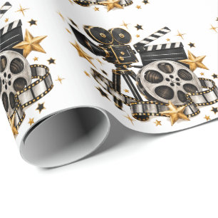 Papier Cadeau Soirée Cinéma Hollywood pour Anniversaire