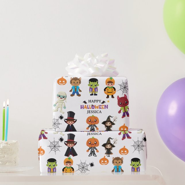 Papier Cadeau Soirée Costume d'Halloween pour les petits (Cadeaux de fête)