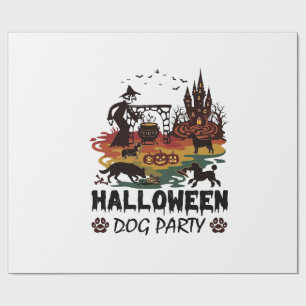 Papier Cadeau Soirée de chien d'Halloween Sorcières Chiens Citro