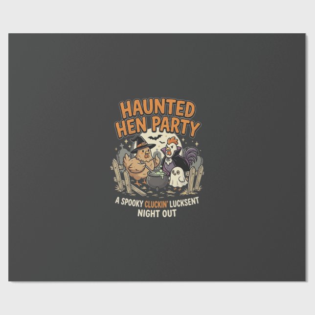 Papier Cadeau Soirée de poule hantée d'Halloween (Plat)