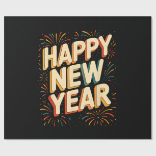Papier Cadeau Soirée du Nouvel An Vintage Décompte Bonne Année