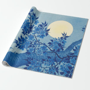 Papier Cadeau Soirée Lune Arbre Bleu Lune
