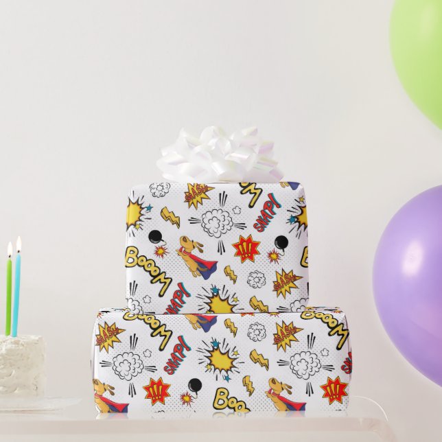 Papier Cadeau soirée super-héros carrelée (Cadeaux de fête)