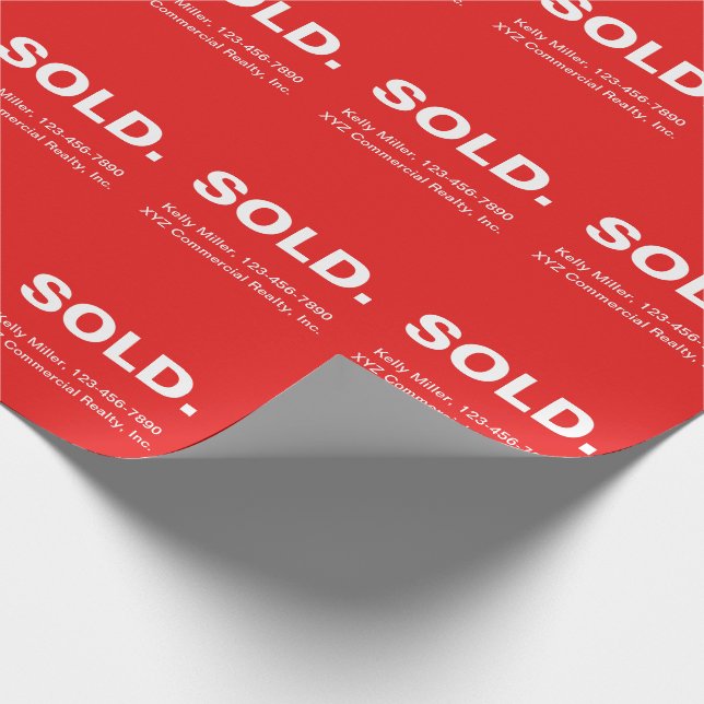 Papier Cadeau SOLD Real Estate Marketing | Minimalist Bold Red  (Coin)