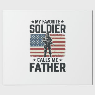 Papier Cadeau Soldat Patriotique Père Chemise Vector Vintage Des