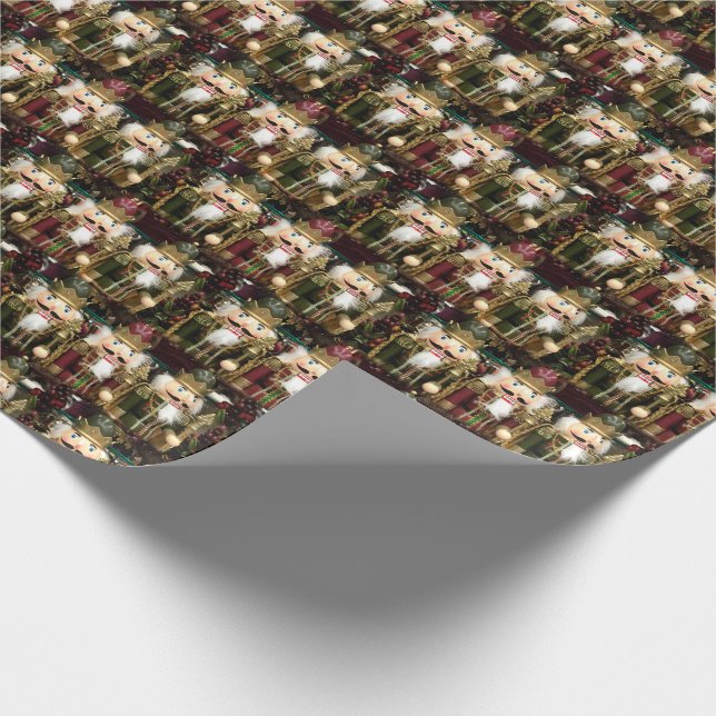 Papier Cadeau Soldats Casse-Noisette Dorés de Noël (Coin)