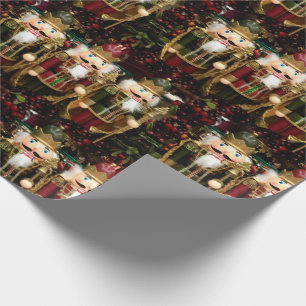 Papier Cadeau Soldats Casse-Noisette Dorés de Noël