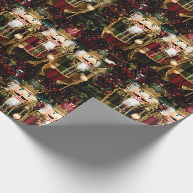 Papier Cadeau Soldats Casse-Noisette Dorés de Noël (Coin)