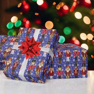 Papier Cadeau Soldats de Noisette Joli Noël Bleu Neige BG