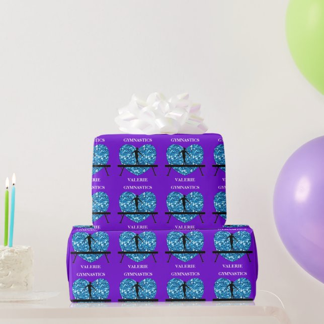 Papier Cadeau Solde de gymnastique poutre violet Turquoise (Cadeaux de fête)