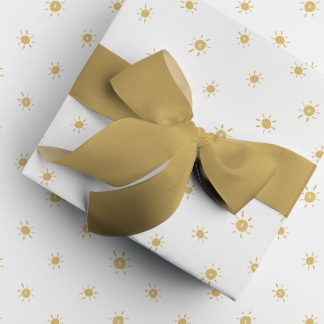 Papier Cadeau Soleil de Bohème en Aquarelle Jaune (Yellow watercolor dotted sunshines gift wrapping paper.)
