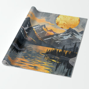 Papier Cadeau Soleil d'or sur les monts neige - Boho Wilderness