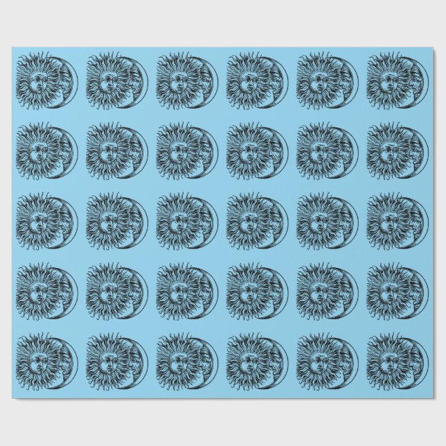 Papier Cadeau Soleil et lune médiévaux (Plat)