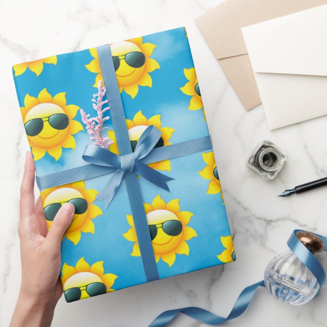 Papier Cadeau Soleil heureux avec lunettes de soleil (Cadeaux)