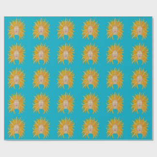 Papier Cadeau Soleil jaune turquoise inspiré