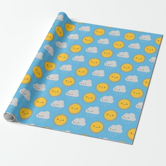 Papier Cadeau Soleil & Pluie Mignons (Déroulé)