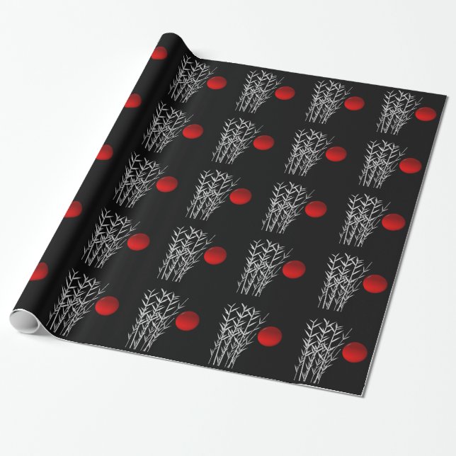 Papier Cadeau Soleil rouge noir blanc zen (Déroulé)