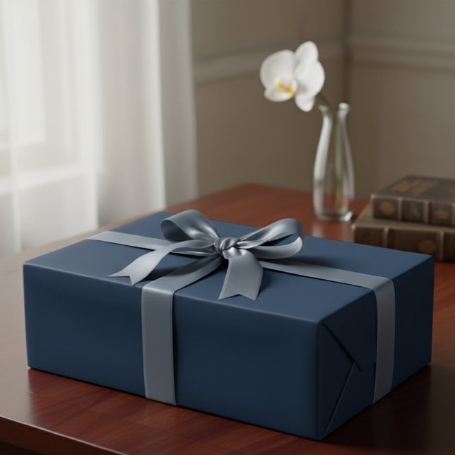 Papier Cadeau Solid Navy Blue Matte Gift Wrap Paper (Créateur téléchargé)