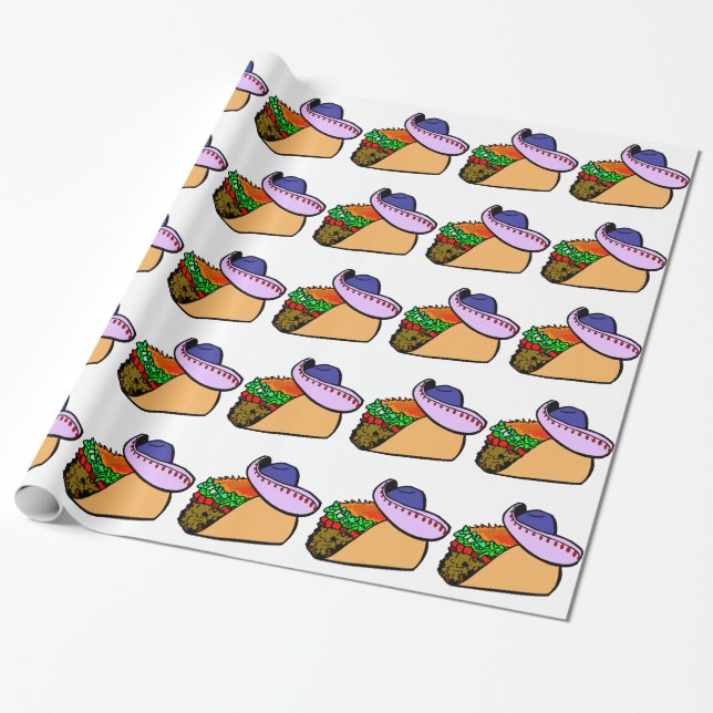 Papier Cadeau Sombrero portant du taco (Déroulé)