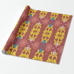 Papier Cadeau Songket Tenun Geometrik Motif sans couture avec Cr
