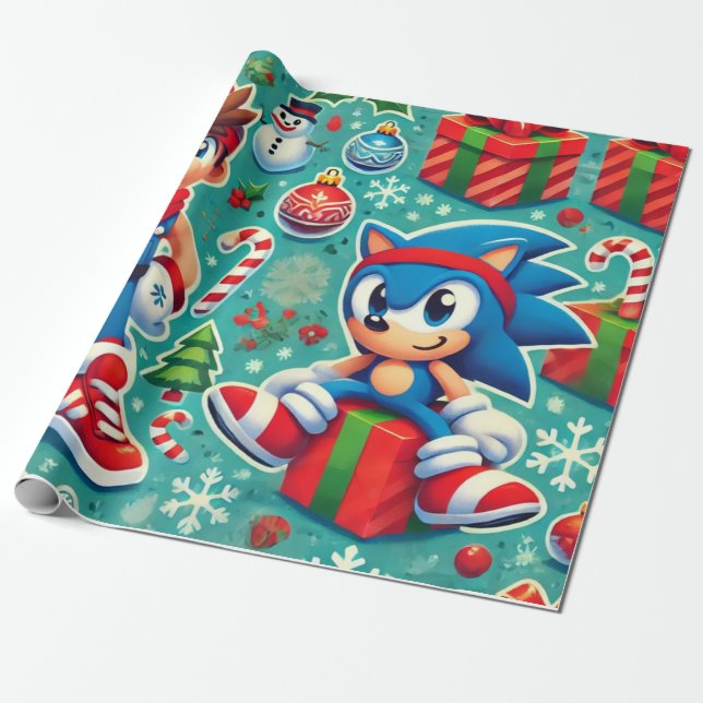 Papier Cadeau Sonic the hedgehog noël (Déroulé)